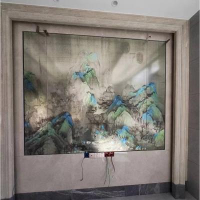 China Wanddekoratie Tempered Acid Etched Glass UV Print Mirror Art Te koop