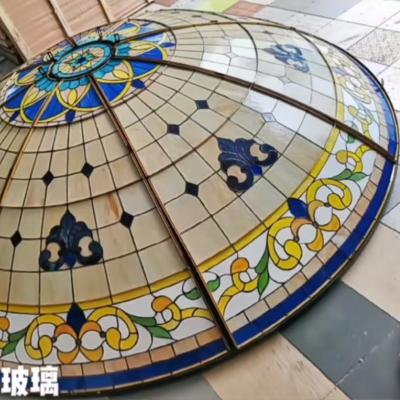 中国 プレミアム ステンドグラス アート ドーム 天窓 屋根 建築古品 ステンドグラス ドーム 屋根 販売のため