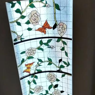 China Beautiful Tiffiny Curved Style Stained Glass  Home Room Decor  For Roof Stained Glass Dome Ceiling for sale