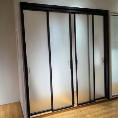 China China Factory Customize Interior Modern Black Slim Frame Aluminum Interior Sliding Glass Door for sale