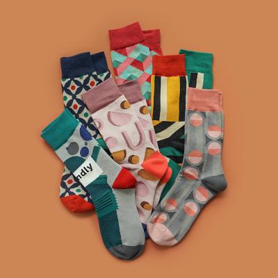 China Sporty Wholesale Custom Patterned Colorful Crew Fashion Dress Novelty Socks Men for sale