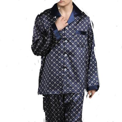 China 2021 breathable new design summer robe home wear men's pure stain silk sleepwear sedums pura for sale