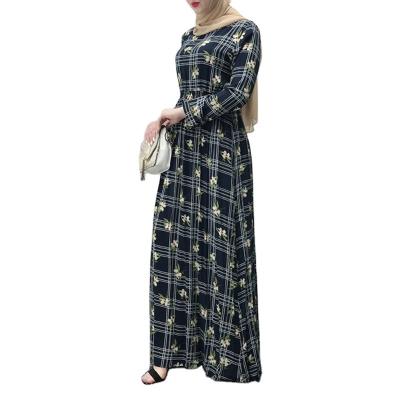 China 2021 Polyester Beauty Elegant Casual Women's Summer Muslim Dress With Fashion Floral Print for sale