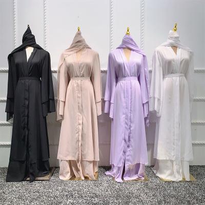 China 2021 Soft Elegant Long Sleeve Women's Long Cardigan Express Dress Sheer Color Cardigan Dress Muslim Dress for sale