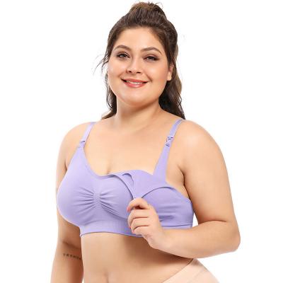 China Hot Selling QUICK DRY Plus Size Wire Free Cotton Bust Seamless Maternity Bra Easy Care Ladies Solid Color Get Off Nurturing Bra for sale