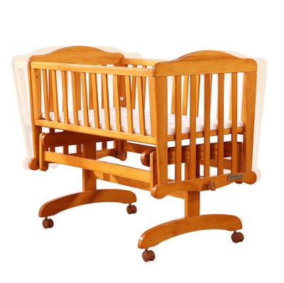 China Cheap Small Pine Wood Solid Wood Baby Crib With Cradle for sale