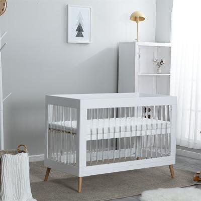 China Modern Clear Acrylic Baby Crib Crib Assembled Bed Crib for sale