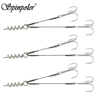 China Spinpoler Corkscrew Stinger Fishing Lures and Bait Rigs Double #2 #1 #1/0 #2/0 Hook Sea Fishing Line Rig with Center Pin Fishing Rig Hook for sale