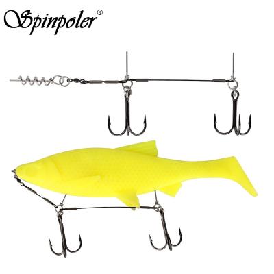 China Spinpoler 1pcs Double VMC Fishhooks Fishing Tackle Durable Carp Hook Ocean Lake River For Big Soft Shad Stinger Fishing Rig Hook Hooks for sale