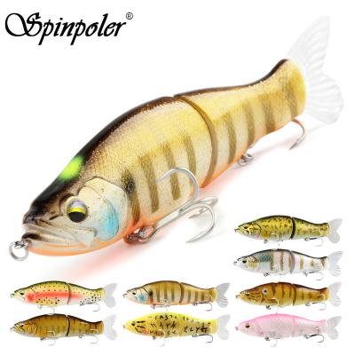 China Spinpoler Top Fishing Lures 14cm Jointed Minnow Wobblers ABS Body With Soft Tail Swimbaits Hard Bait For Pike Bass Perch Pesca SW-3ECS for sale