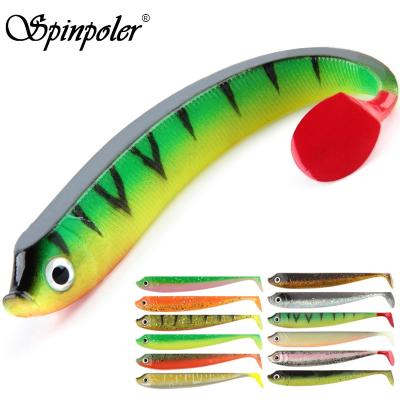 China Spinpoler Soft Plastic Bass Artificial Groundbait Fishing Lures Paddle T Tail Swimbait Shad Fishing Silicone T 75mm 95mm 125mm Crankbait 7-0329-12 for sale