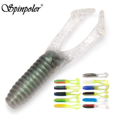 China Spinpoler Fishing Soft Plastic Frog Lures Double Tail Triple Threat Crappie Gently Scrub For Bait 1g/45mm Open Water Fishing Tackle 7-0329-11 for sale