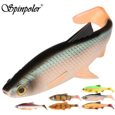 China PVC Spinpole 3D Lure Plastic Swimbait Shad Paddle T Soft Tail Fishing Artificial Groundbait For Trout Bass Perch Freshwater, Saltwater Pike for sale