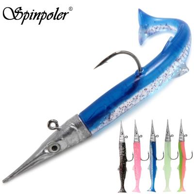 China Spinpoler Bass Lure Jigs 3d Needlefish Pulsetails 2+1 Saltwater Plastic Soft Fishing Groundbait With Sinking Jig Head Swimbait Wobbler 11.5cm for sale