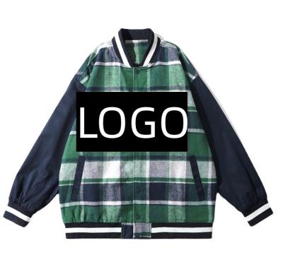 China Breathable Men's Vintage Plaid Hip Hop Logo Jacket Custom Made Sport For Men Single Breasted Tracksuit Printed Baseball Unisex for sale