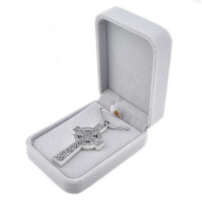 China Stainless Steel Religious Chain Crucifix Jewelry 67*34mm Catholic Cross Pendant Necklace With Gift Box for sale