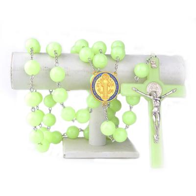 China Religious Home Decoration St Benedict Wall Luminous Rosary Beads Large Size 20mm Glowing Catholic Rosary for sale