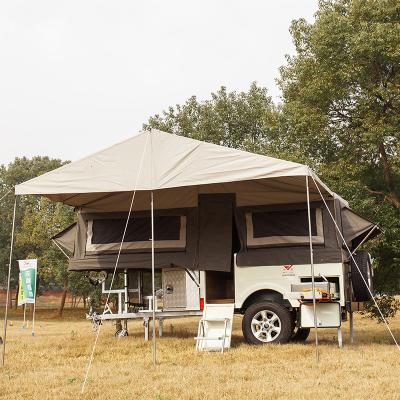 China Multi-Functional Motorhome Off-Road Forward Fold Moving Luxury Camper Trailer With Canvas Tent And Soft Bed for sale