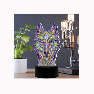 China Travel Agency M-YD034 DIY Special Shaped Beads Cross Mosaic Kit Diamond Painting Wolf Lamp Night Light Stitch Embroidery for sale