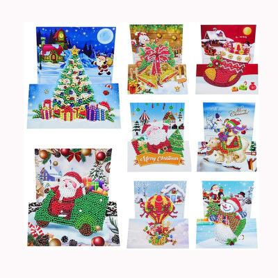 China M-HK207-3 Classic 5D DIY Diamond Painting Round Drill Greeting Christmas Cards Thank You Card for sale