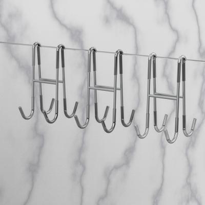 China Frameless No Drilling Side Towel Hooks Sustainable Bathroom Double Over Shower Glass Door Hook for sale