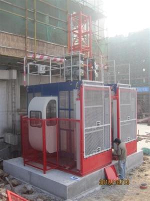 China Twin Cage Hoist Red 3, 200kg Load Capacity Twin Cage SC200 Lifting Construction Hoist Elevator for sale