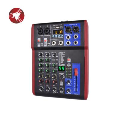 China 99 kinds professional 4 channel audio mixer with USB inputs for sale