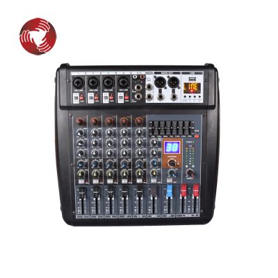 China Professional KTV 6 Channel Power Mixer 350W*2 USB Audio Inputs for sale