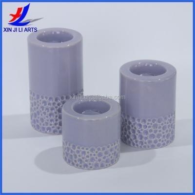 China Asian Zen Purple With Dots Home Decoration Ceramic Candle Holder for sale