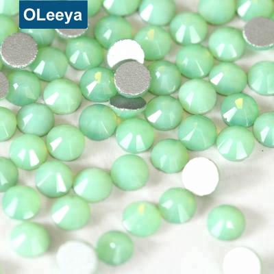 China New Arrival Flatback Opal Fix Flatback Nail Art Green Non-Hot Glass Rhinestones For Nail Art DIY for sale