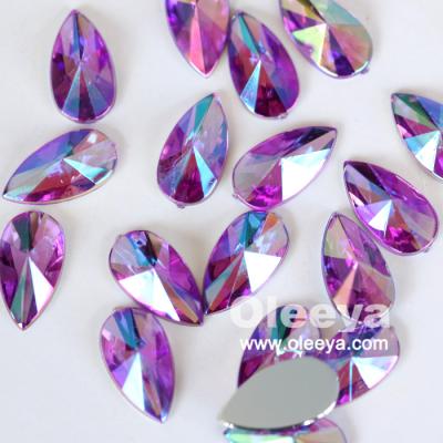 China Flatback Oleeya factory 8x13mm lightweight amethyst 9*18mm ab headed teardrop flatback acrylic rhinestones for sale