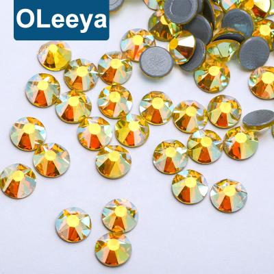 China High Refractive Index Cut SS20 Grade Citrine ab Hotfix Crystal Stone 16 5A Facets Hot Fix Fake Stone For Sandals Decoration for sale