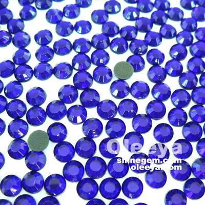 China Flatback DK Sapphire Color Similar Korea Hot Fix Rhinestones.HotFix Two Cut Stones For Clothing for sale