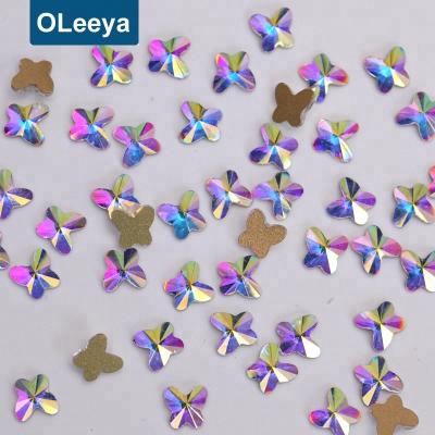 China High reflection and pure butterfly shape K9 nail art faux stone glass rhinestones with low wholesale price for sale