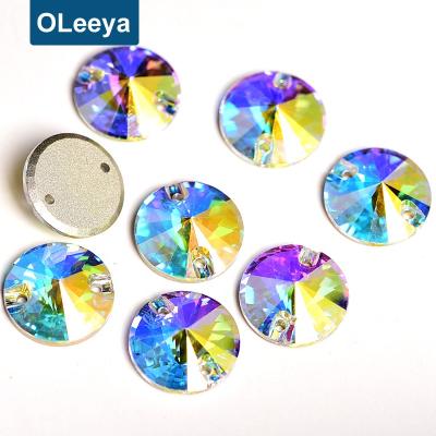 China Perfect Cut Faceted Best Hot Sale 5A Quality Rivoli Glass Crystals Sew On Rhinestone Flat Back Sewon Stone For Leotard for sale