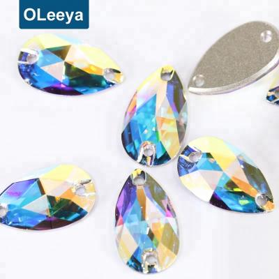 China Perfect Cut Facets Factory Wholesale K9 Tear Droplet Glass AB Crystal Sew On Rhinestones For Dresses for sale