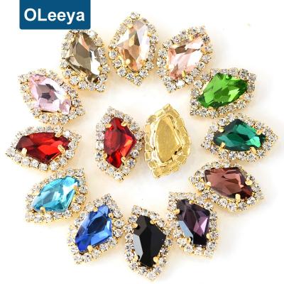 China Flatback Wholesale Blingbling Ax Shape Glass Sew On Wedding Crystal Sew On Rhinestone With Stone Claw for sale