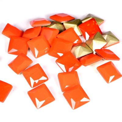 China Wholesale Orange Opal Square Pointback Crystal Strass Rhinestones 10mm Glass Pointback For Garment Accessory for sale