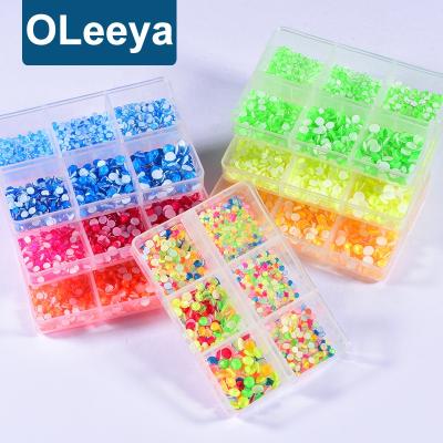 China High Quality Mixed Neon Glass Rhinestone Hotfix Crystal Stones For Dressing Accessories 6 Sizes from Oleeya Neon Rhinestones for sale