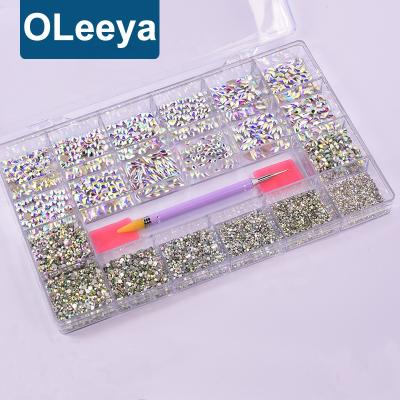 China High Quality Multi Shapes Flatback AB Glass Crystal Stones Nail Art Fancy Rhinestone Rhinestone For Nail Art Accessory for sale