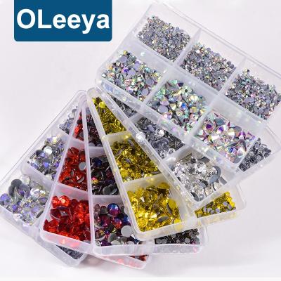 China Hot Sale Flatback Oleeya 1200pcs/Box Mix Files Hot Fix Iron On Rhinestones Crystal Stone For Garment Accessories for sale