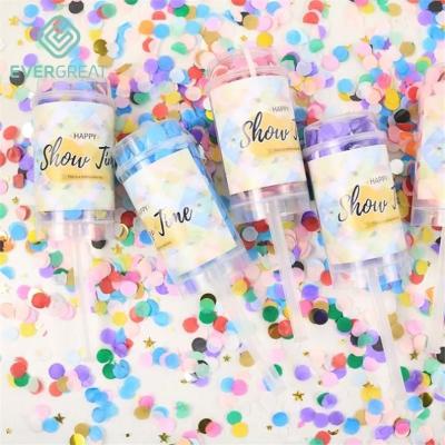 China Plastic+paper+PVC Evergreat Graduation Gender Reveal Bridal Baby Shower Birthday Wedding Confetti Snaps Push Pop Confetti Snaps for sale