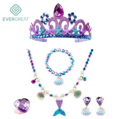 China Bracelet Ring Mermaid Jewelry Evergreat Mermaid Party Costume Jewelry Supplies Mermaid Crown Necklace Earrings Kit for sale