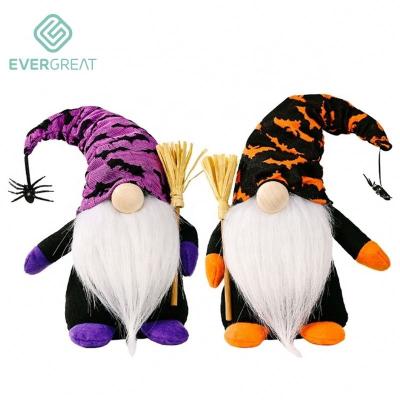 China Halloween Decorations Halloween Indoor Gnome Stuffed Toy with Witch Broom Halloween Witch Gnome Doll Indoor Decorations for sale