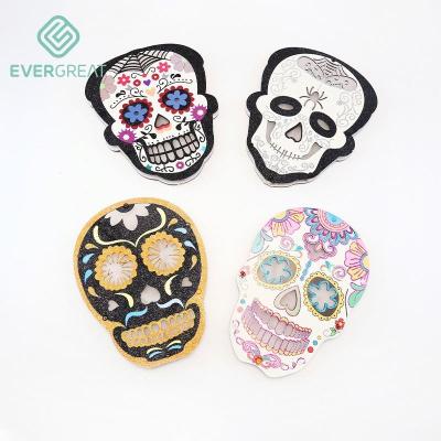 China Wooden Venue Layout Decorations Halloween Day Of The Dead Props With Decorative Lights Skull Ornaments Pendant for sale