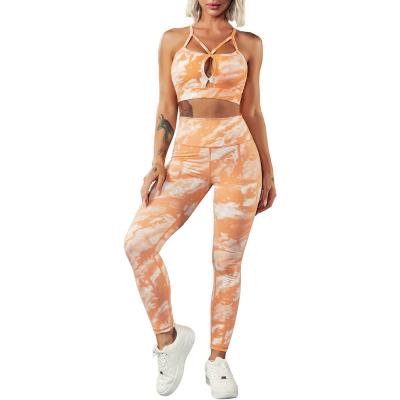 China 2022 Fashion Printing Yoga Clothing Breathable Women Two Pieces Of Cloth Comfortable Workout Gym Set Fitness Yoga Set for sale