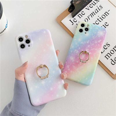 China 2021 New Rainbow Gradient Starry Phone Case For Phone 11 Pro Plus 7Plus 8 XSMAX XR XS Soft Cover SE 2020 Max IMD Marble Coque XK-1 for sale