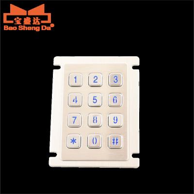 China Telecommunication Equipment 12 Keys Metal Keyboard Stainless Steel Keyboard Blue Backlight Fit For Hard Environment Kiosk Keypad for sale