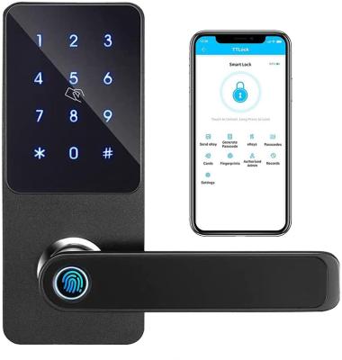 China 304 stainless steel TTLOCK APP single door lock fingerprint latches with 6 unlock functions keyless door lock for sale