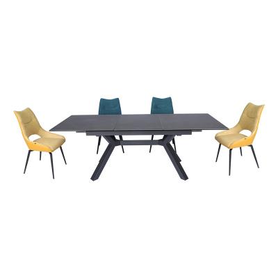 China Modern Cheap Classic Foldable 4 Seater Fiberglass Top Dining Table Set TOP Can Be Stretched / Dining Table And Chair for sale